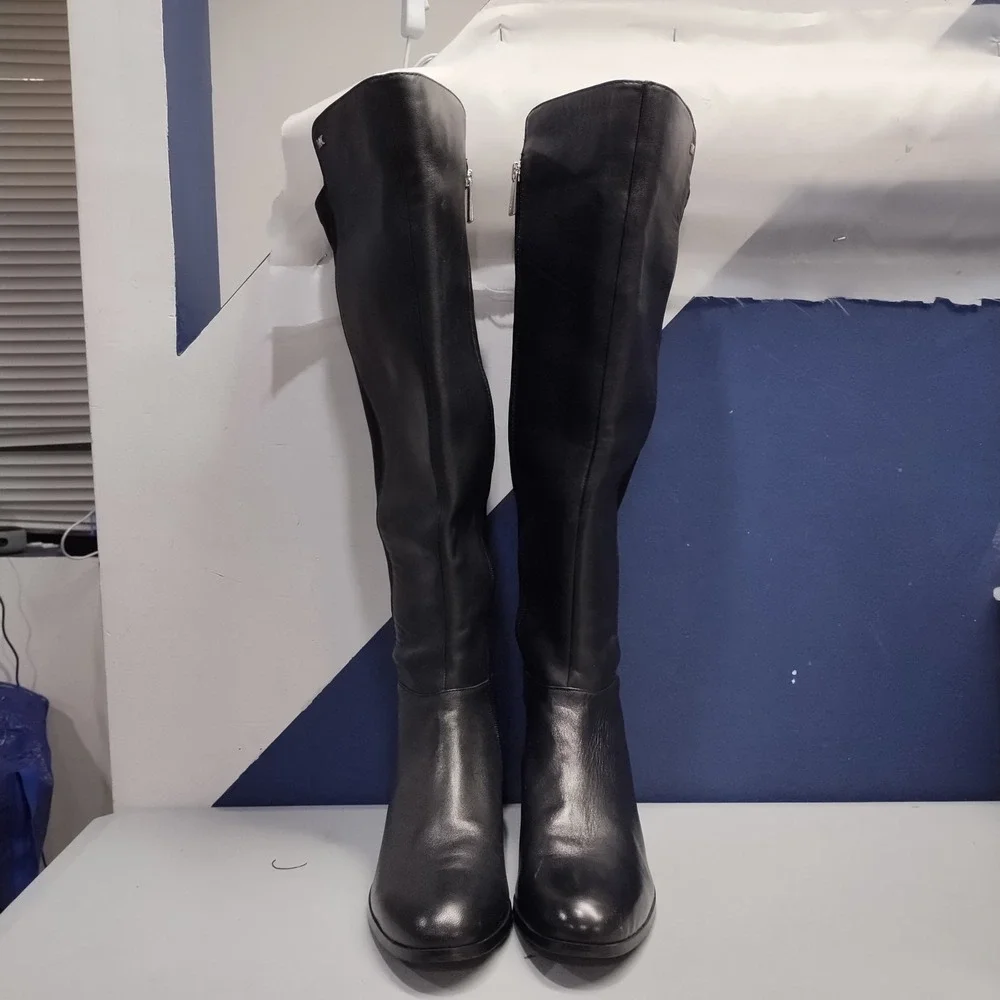 Michael Kors Tall Boots Womens US 8M Black Soft Leather Round Toe Side Zip EUC